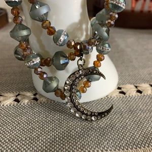 Handmade Stretch Moon Necklace and Bracelet Set